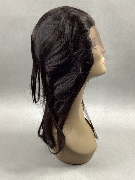 Straight 14” #Natural Black 100% Human Hair 360° Full Cap Lace Frontal - Picture 2 of 11